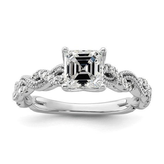 Asscher Diamant-Verlobungsring Krappe Twisted Shank 3.50 Karat - harrychadent.ch