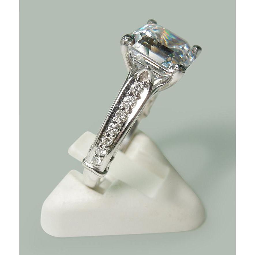 Asscher Schnittzentrum Diamant Verlobungsring 3,28 Karat Weißgold 14K