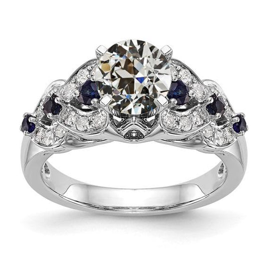 Ausgefallener Edelstein Ehering Altschliff Diamant & Saphire 4,50 Karat - harrychadent.ch