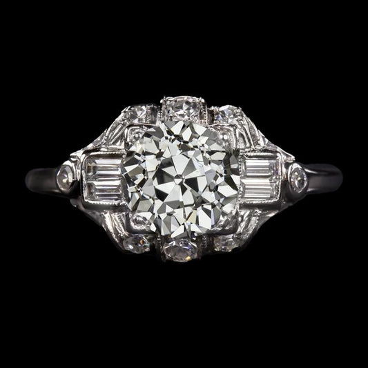 Baguette & Rund alter Bergmann Diamantring Vintage-Stil 4 Karat - harrychadent.ch