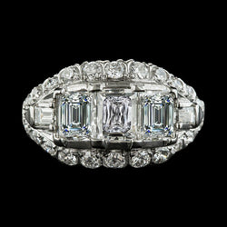 Baguette & Smaragd Diamant-Verlobungsring Antik-Stil 6.75 Karat