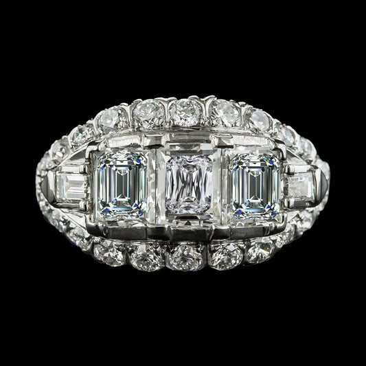 Baguette & Smaragd Diamant-Verlobungsring Antik-Stil 6.75 Karat - harrychadent.ch