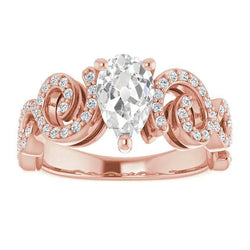 Birne Alter Minenschliff Diamant Fancy Ring Verdrehter Schaft 5,20 Karat Gold