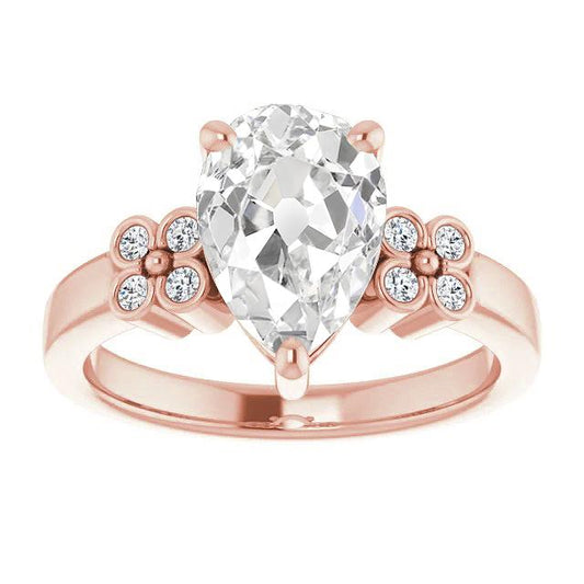Birne Old Mine Cut Diamantring Blumenstil Schmuck 5,50 Karat - harrychadent.ch