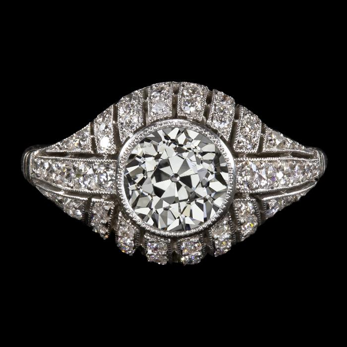 Damen Diamant Fancy Ring Old Cut Lünette 3,75 Karat Milgrain Gold - harrychadent.ch
