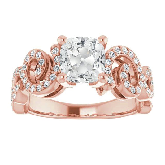 Damen Ringkissen alter Bergmann Diamant Krappen Set 8 Karat Roségold - harrychadent.ch