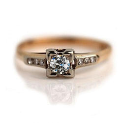 Damen-Verlobungsring mit Akzenten runder Altschliff-Diamant 1 Karat