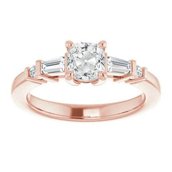 Damenkissen Old Cut Diamantring 4,50 Karat Krappenset Gold 14K