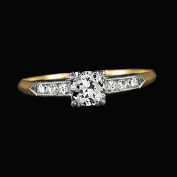 Damenring rund alter Bergmann Diamant Dreifach-Krapfen-Set 2 Karat Gold