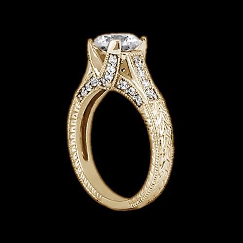Diamant Antik-Stil Verlobungsring 1,43 Karat Gelbgold 14K