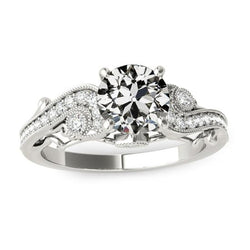 Diamant Old Cut Damenring Filigran Milgrain Weißgold 4 Karat