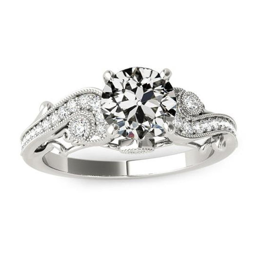 Diamant Old Cut Damenring Filigran Milgrain Weißgold 4 Karat - harrychadent.ch