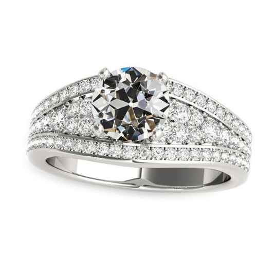 Diamant Old Mine Cut Fancy Ring Gold Krappen Pave Set 3,25 Karat - harrychadent.ch