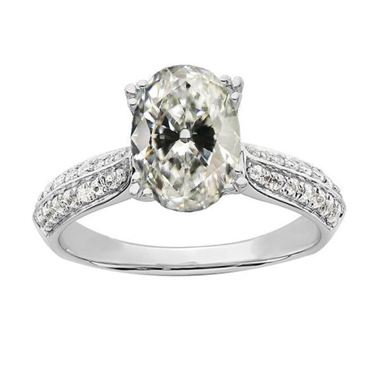 Diamant Oval alter Bergmann Verlobungsring Weißgold Schmuck 5,75 Karat - harrychadent.ch