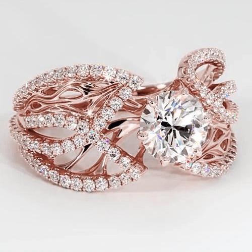 Diamant-Schmuckring 3 Karat Roségold 14K Filigran - harrychadent.ch