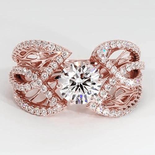 Diamant-Schmuckring 3 Karat Roségold 14K Filigran - harrychadent.ch