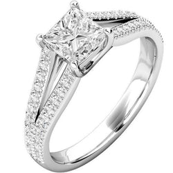 Diamant-Verlobungsring mit geteiltem Schaft 3,90 Karat Princess & Runden