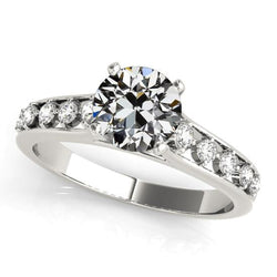 Diamant-Verlobungsring runder Altschliff Krappen-Set 3,50 Karat Weißgold