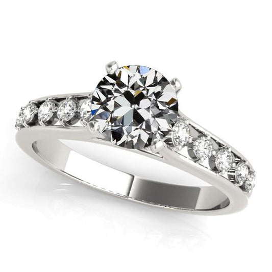 Diamant-Verlobungsring runder Altschliff Krappen-Set 3,50 Karat Weißgold - harrychadent.ch
