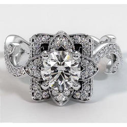 Diamantring Lotusblume 2.50 Karat 4 Krappenfassung Weißgold