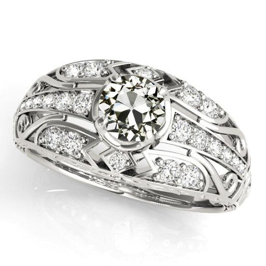 Ehering im antiken Stil, rund, alter Bergmannsdiamant, 4 Karat - harrychadent.ch