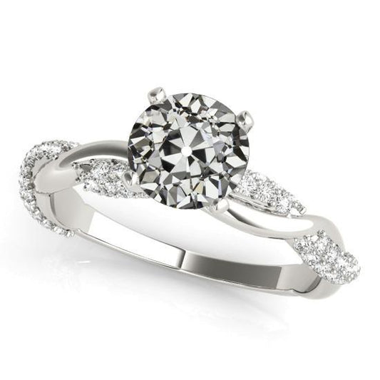 Ehering Runder Altschliff Diamant Twisted Shank 3.50 Karat - harrychadent.ch