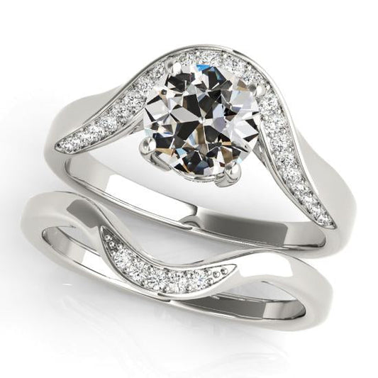 Ehering-Set runder alter Bergmann Diamant 4 Karat Schmuck - harrychadent.ch