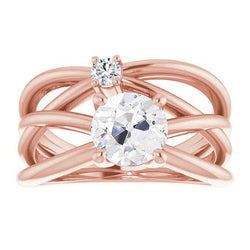 Gold alter Bergmann Diamantring Doppelspalter Schaft 2,50 Karat Krappenset