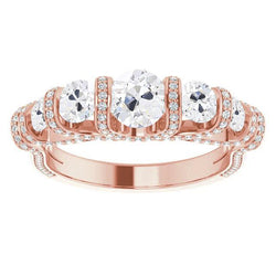 Gold Damen Ehering Rund alter Bergmann Diamant Bar Set 9,50 Karat
