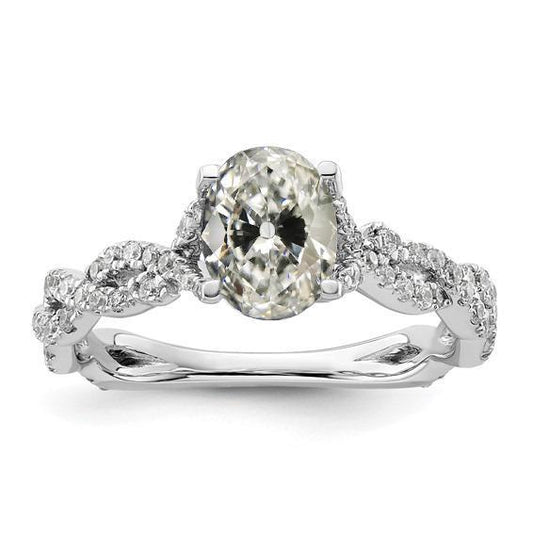 Gold Diamant-Verlobungsring Oval alter Bergmann Twisted Shank 5.50 Karat - harrychadent.ch