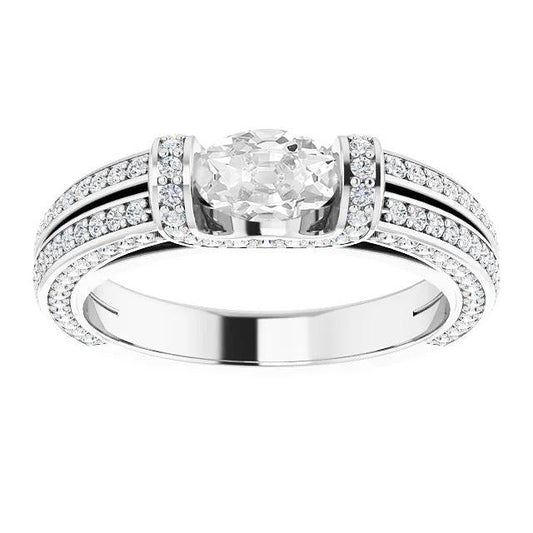 Gold Ehering Oval Old Mine Cut Diamant Bar Set 6,20 Karat - harrychadent.ch