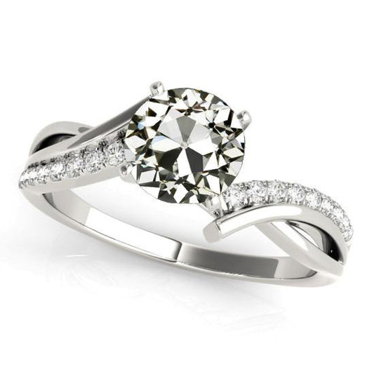 Gold Ehering Runder Altschliff Diamant Twisted Shank 3.50 Karat - harrychadent.ch