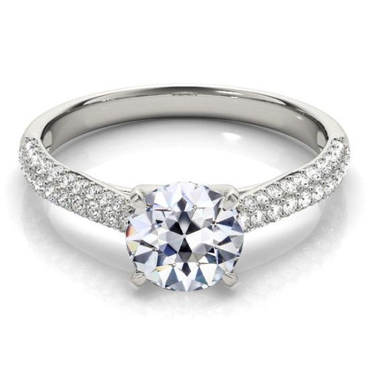 Gold Old Mine Cut Diamantring zweireihig Pave Set Schmuck 4,50 Karat - harrychadent.ch