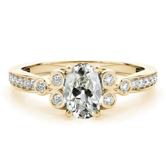 Gold Oval alter Bergmann Diamantring Lünette Krappen Set 4,50 Karat - harrychadent.ch