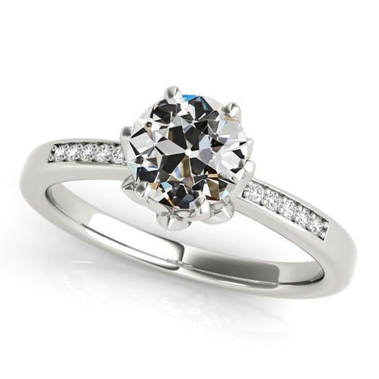 Gold Runder Altschliff Diamant-Verlobungsring 6-Krappen-Set 3 Karat - harrychadent.ch