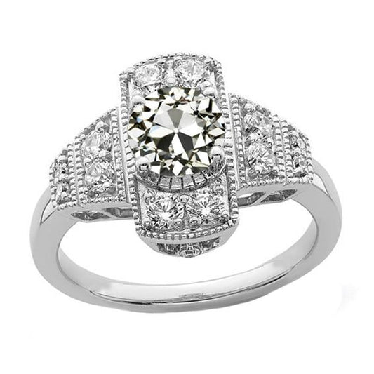 Goldener Halo Runder alter europäischer Diamantring Damenschmuck 2.75 Karat - harrychadent.ch