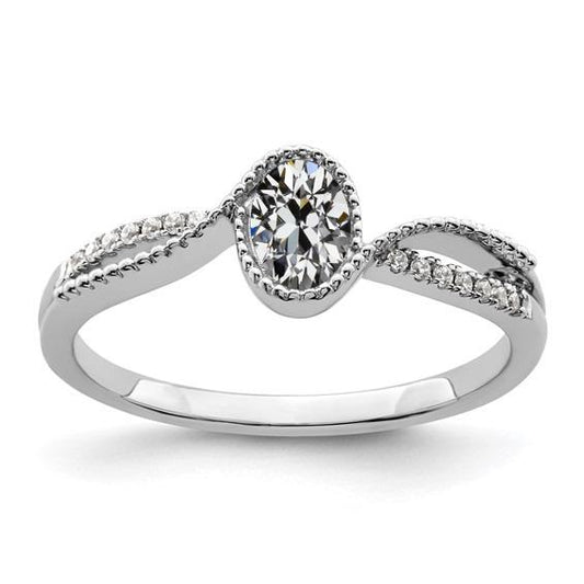 Goldener Ovaler Diamantring im alten Minenschliff mit gedrehtem, gespaltenem Schaft 2,50 Karat - harrychadent.ch