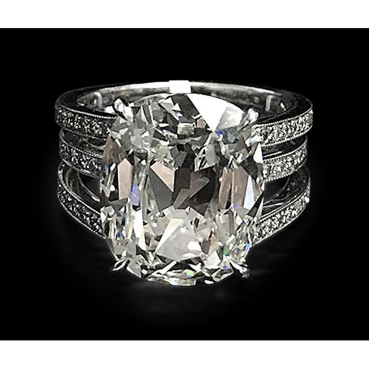 Großer Diamant-Verlobungsring im Kissenschliff 7,5 Karat Weißgold 14K