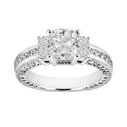 Kissen Engagement alter Bergmann Diamant Ring Channel Set 5,50 Karat