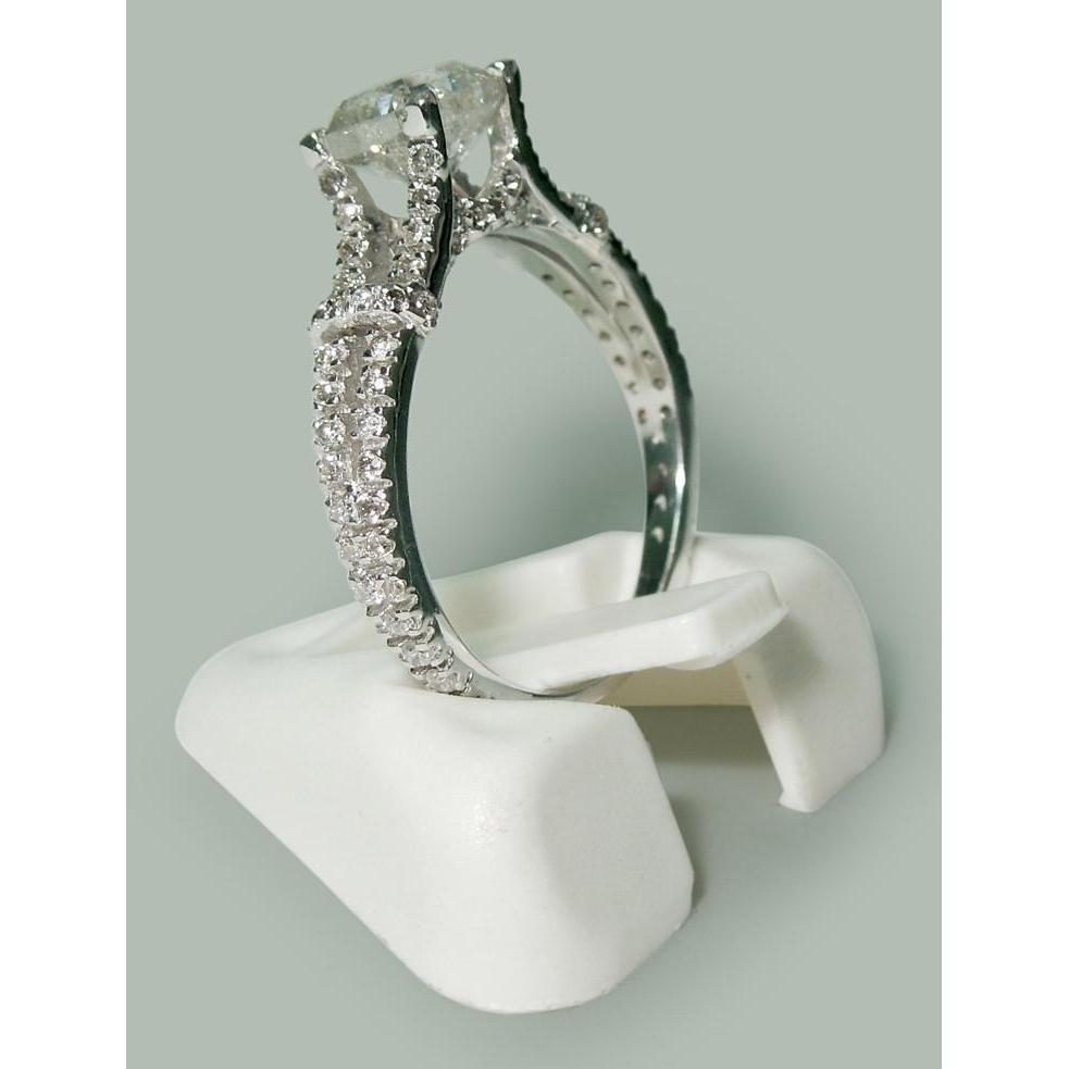 Kissen & runder Diamant-Verlobungsring 1,90 Karat geteilter Schaft Neu