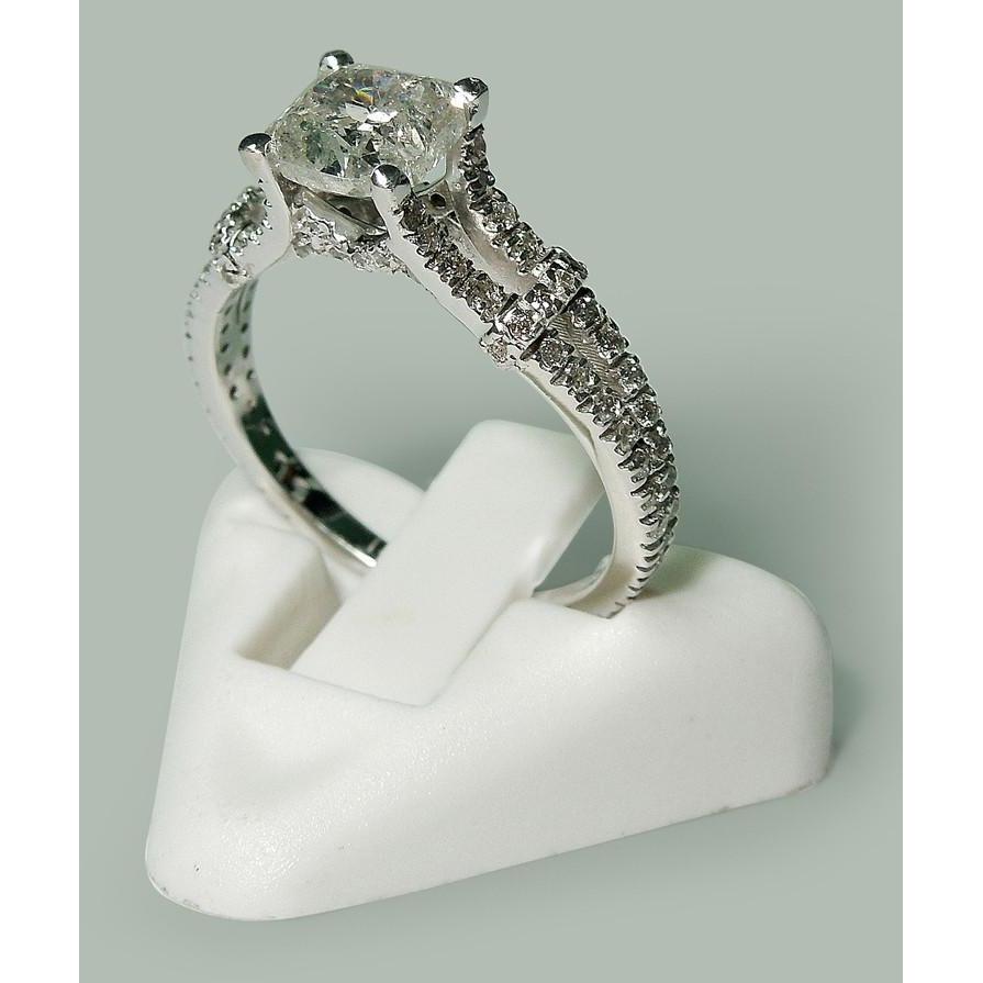 Kissen & runder Diamant-Verlobungsring 1,90 Karat geteilter Schaft Neu