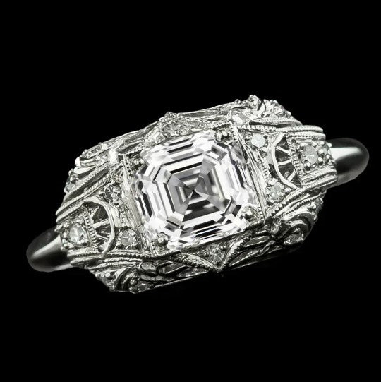 Miligrain Asscher Diamant-Verlobungsring 4,35 Karat