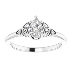 Old Cut Birne Diamant Ehering Knotenstil 2,75 Karat