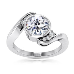 Old Mine Cut Diamant Ring Lünette Set Tension Style 2,75 Karat