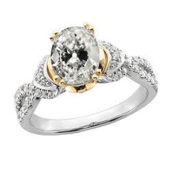 Ovaler alter Bergmann Diamantring Doppel-Zinken-Split-Schaft 5 Karat