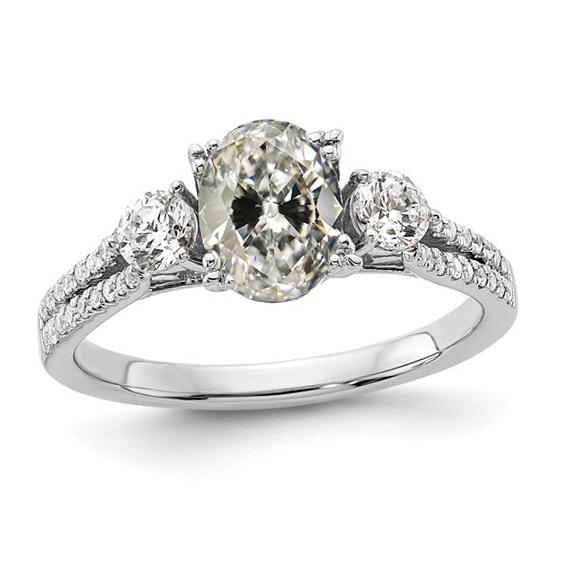 Ovaler alter Minenschliff Diamant Ehering für Damen 5,50 Karat Schmuck - harrychadent.ch