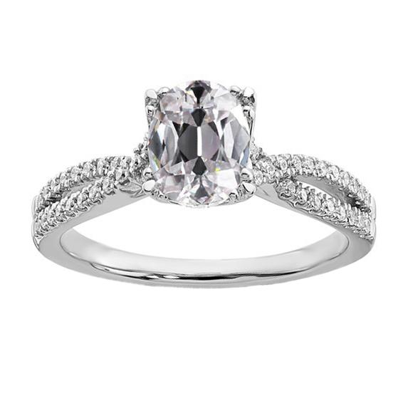 Ovaler Altschliff Diamant Damen Ehering Split Shank 5,25 Karat - harrychadent.ch