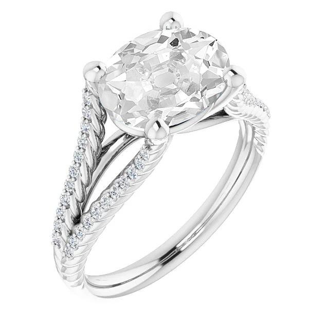 Ovaler Altschliff-Diamant-Ehering mit Akzenten 8,50 Karat geteilter Schaft - harrychadent.ch