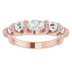 Ovaler Altschliff-Diamant-Verlobungsring 10 Karat Bar-Set Schmuck