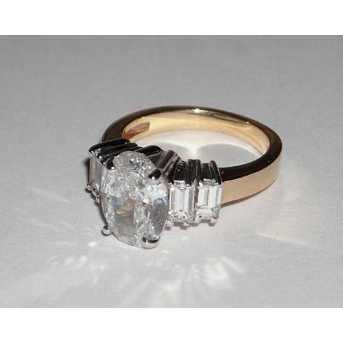Ovaler Diamantring Antik-Look 1,51 Karat zweifarbiger Schmuck Neu
